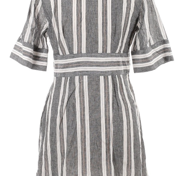 BANANA REPUBLIC COTTON LINEN STRIPED DRESS LINED GRAY 2 P - Picture 5 of 7